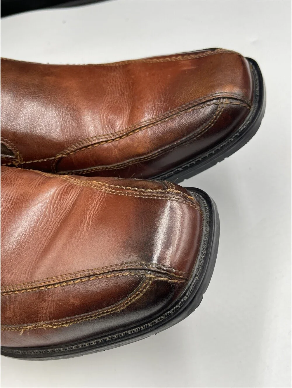 Nunn Bush Mens Brown Leather Slip On Loafers Comfort Gel Dress Shoes Size 10.5M